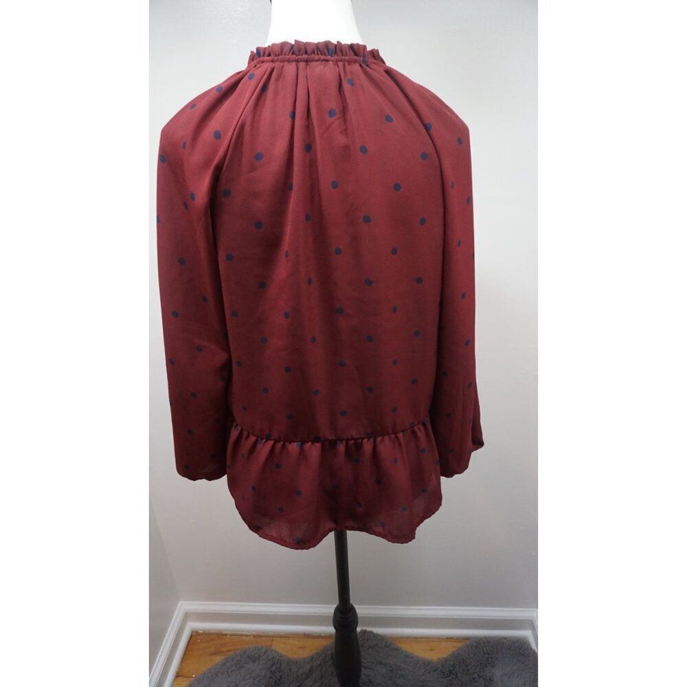Old Navy Women’s Burgundy Polka Dot Georgette Swing Top - Size S - Picture 9 of 14